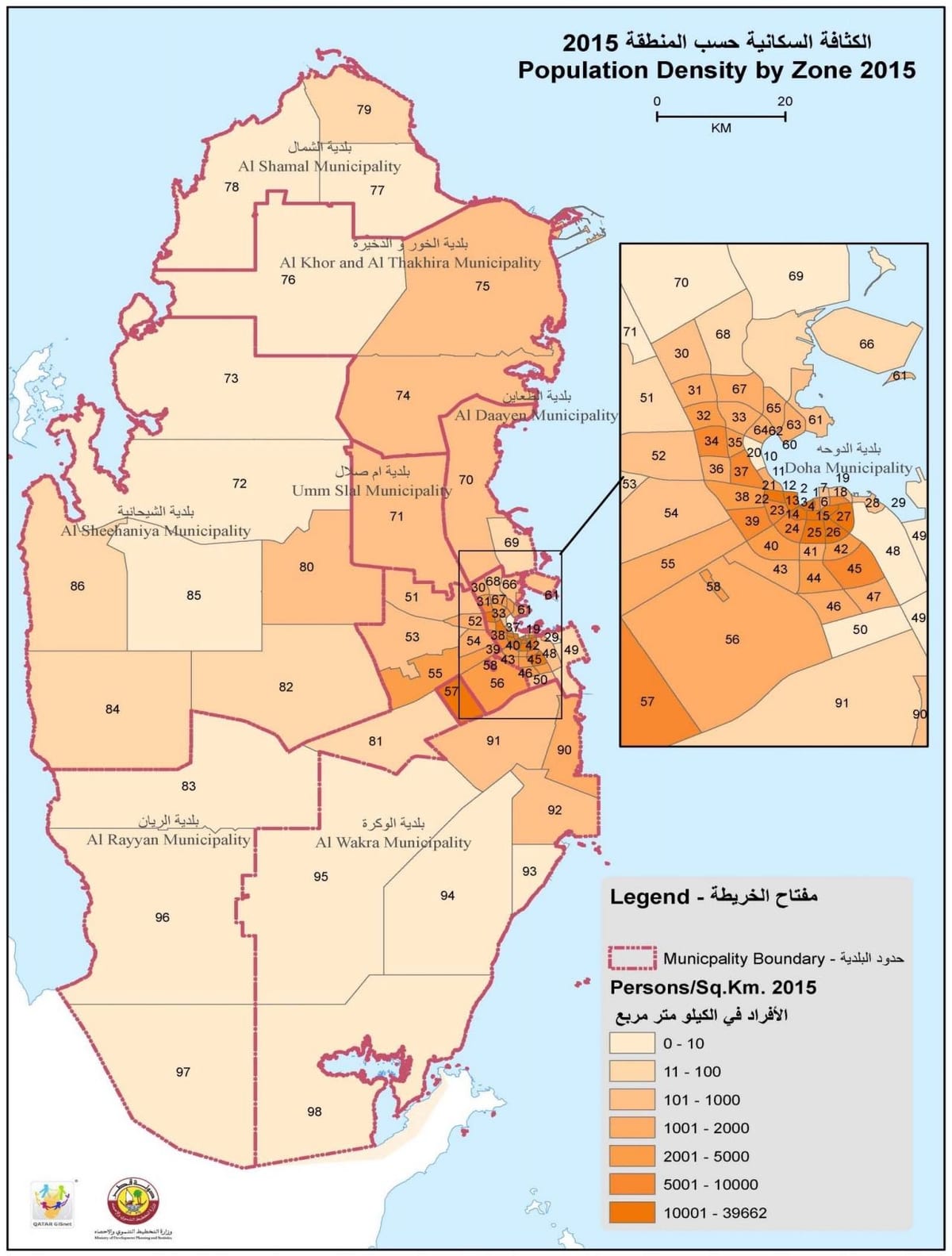 نقشه قطر جمعیت