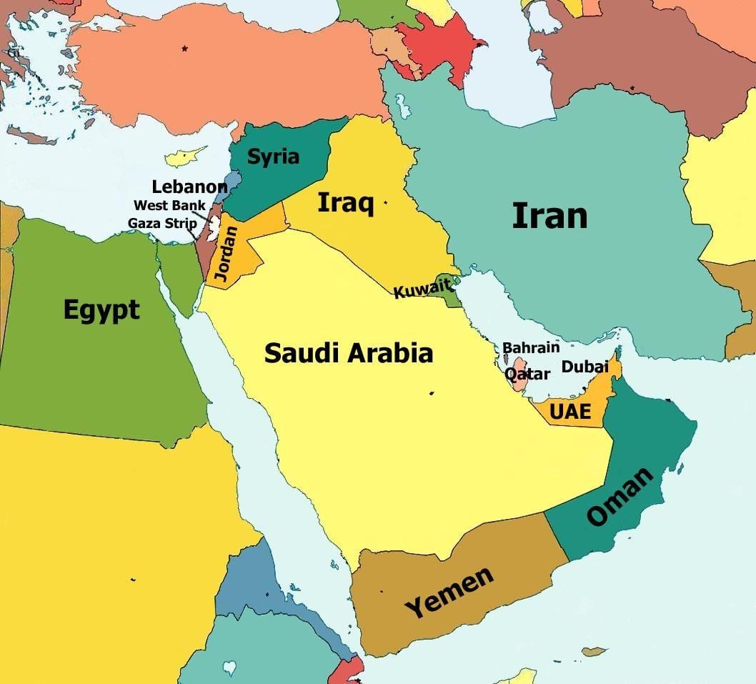 نقشه قطر و کشورهای اطراف