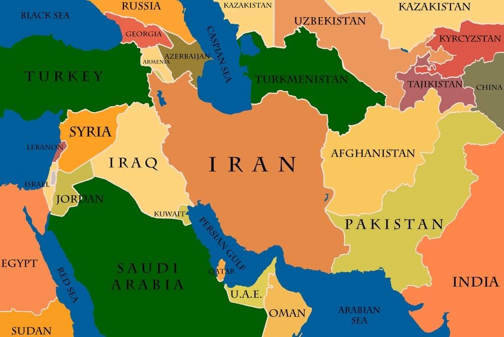 نقشه قطر و خاورمیانه