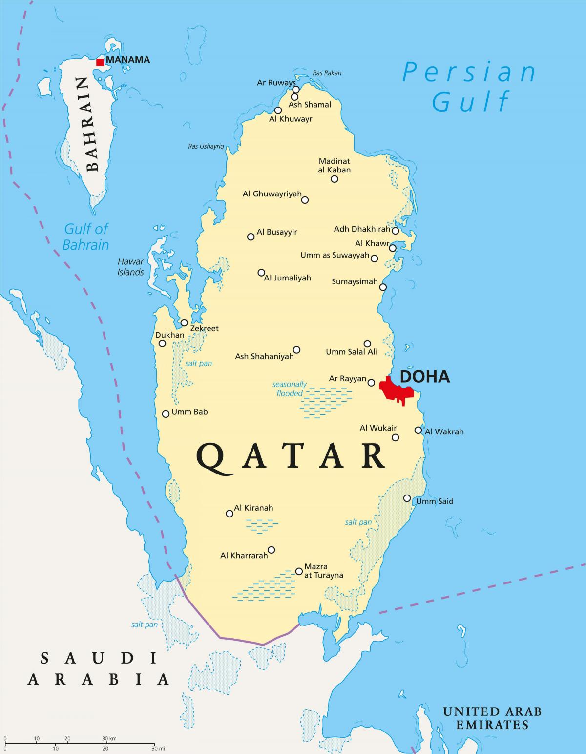 قطر نقشه شهرها